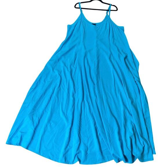 Torrid 2X Maxi Challis Trapeze Dress Bluebird NWT plus size coastal resort - Picture 2 of 9